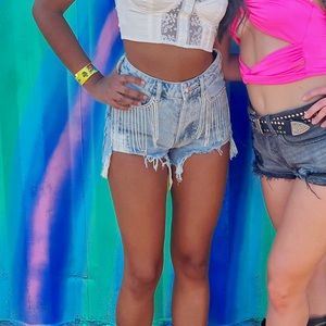 Adika Rhinestone Denim Shorts
